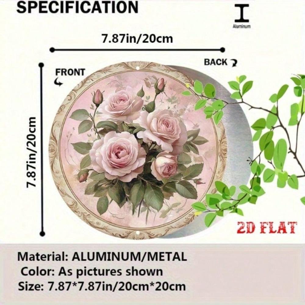 Metal Wall Art Rose Gold Round Poster for Living Room