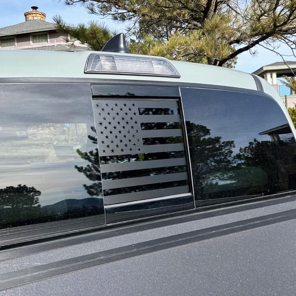 Rear Middle Window American Flag Decal For Toyota Tacoma      2018 2017 2016 2015-2005, Back Center Sliding Window Glass USA Flag Vinyl Sticker