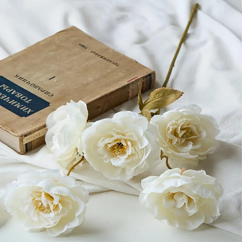 20pcs Artificial Peony Flowers -4 Beams for Home Decor & Vase Filler, Perfect for Weddings, Holidays, Valentine's, Office Decor, Bouquet Accents