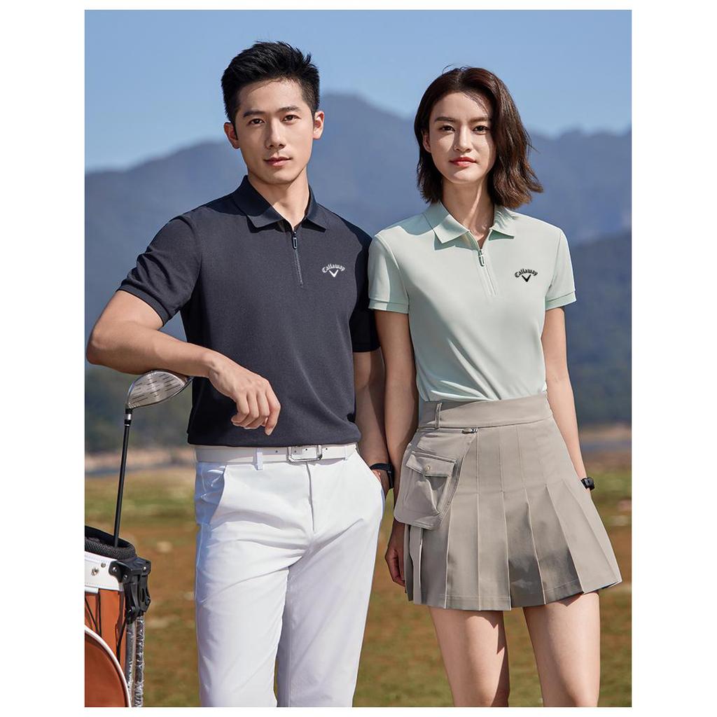 Callaway Vară 2025 Cămașă Polo cu Guler Rabatabil, Stil Sportiv Business Casual de Golf Brodat, Fermoar Invizibil