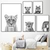 Poster cu animale alb-negru Tigru Leu Girafă Ghepard Elefant Lup Zebră Pepinieră Artă de perete Imprimare Canvas Pictură Decor camere pentru copii