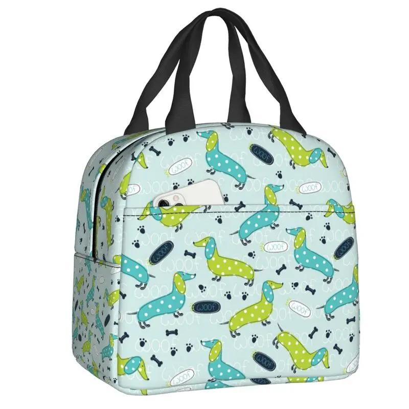 Sausage Dog Lovers Insulated Lunch Bag for Camping Travel Dachshund Waterproof Cooler Thermal Bento Box Women Children
