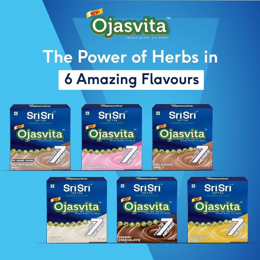 Sri Sri Tattva Ojasvita Malt Tozu İçecek Karışımı Günlük Canlılık Odak Enerji Desteği İçin 500 g X 2'li Paket