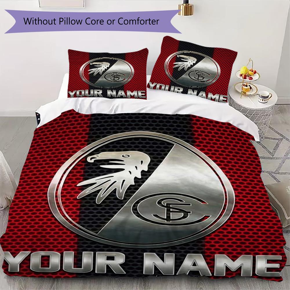 Custom Name SC Freiburg Pattern Bedding Uilt Set Uilt Cover Pillowcase Home Decoration Birthday Gift (1*duvet Cover+2*pillowcase Without Core)