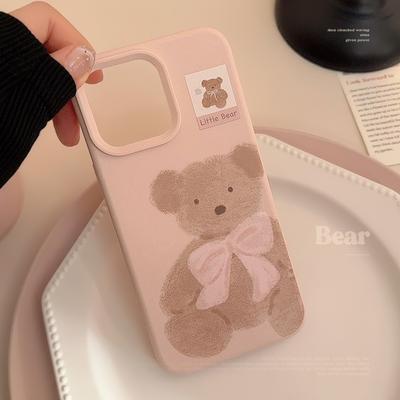 Plush Bear Doll for IPhone15 for Apple Phone Case 17promax for 16 Silicone 13 Pink Soft Cute 12