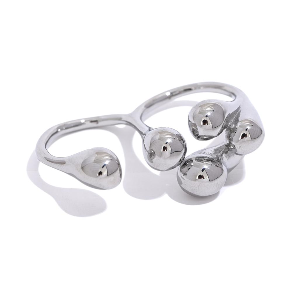 

Yhpup Stainless Steel Creative Individualistic Fashionable Ring Waterproof Gold Silver Color Texture Jewelry for Women Gift