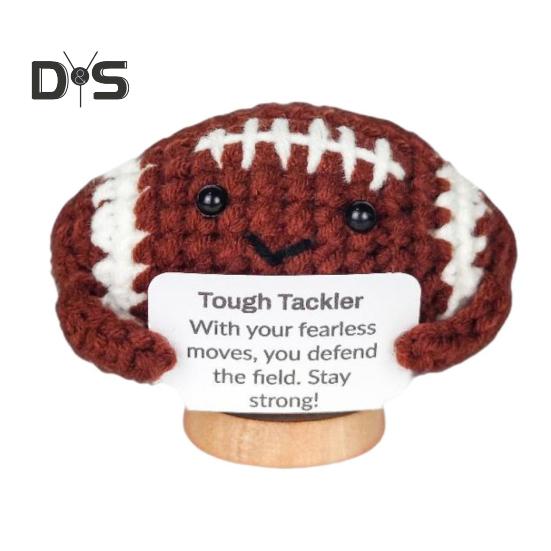 

Міні в язаний гачком спортивний м яч з позитивною карткою Дерев яна основа В язання Баскетбол Футбол Регбі Бадмінтон Гольф Лялька для зняття стресу Прикраса робочого столу C