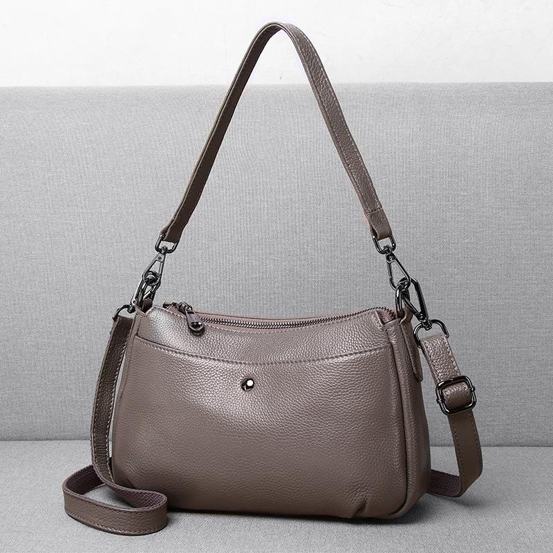Crossbody-Tasche aus Vollnarbenleder für Damen - Geräumiger Organizer für Mütter mit mehr Taschen, Schicke & Praktische Umhängetasche