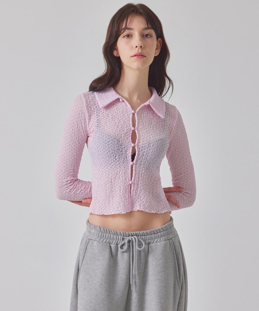 TOPGIRL Textured Button-Up Blouse_T416Tp107