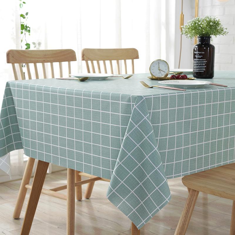 Plastic PVC Thick Rectangula Grid Printed Tablecloth Waterproof Oilproof Home Kitchen Dining Table Colth Cover Mat Oilcloth Wash
