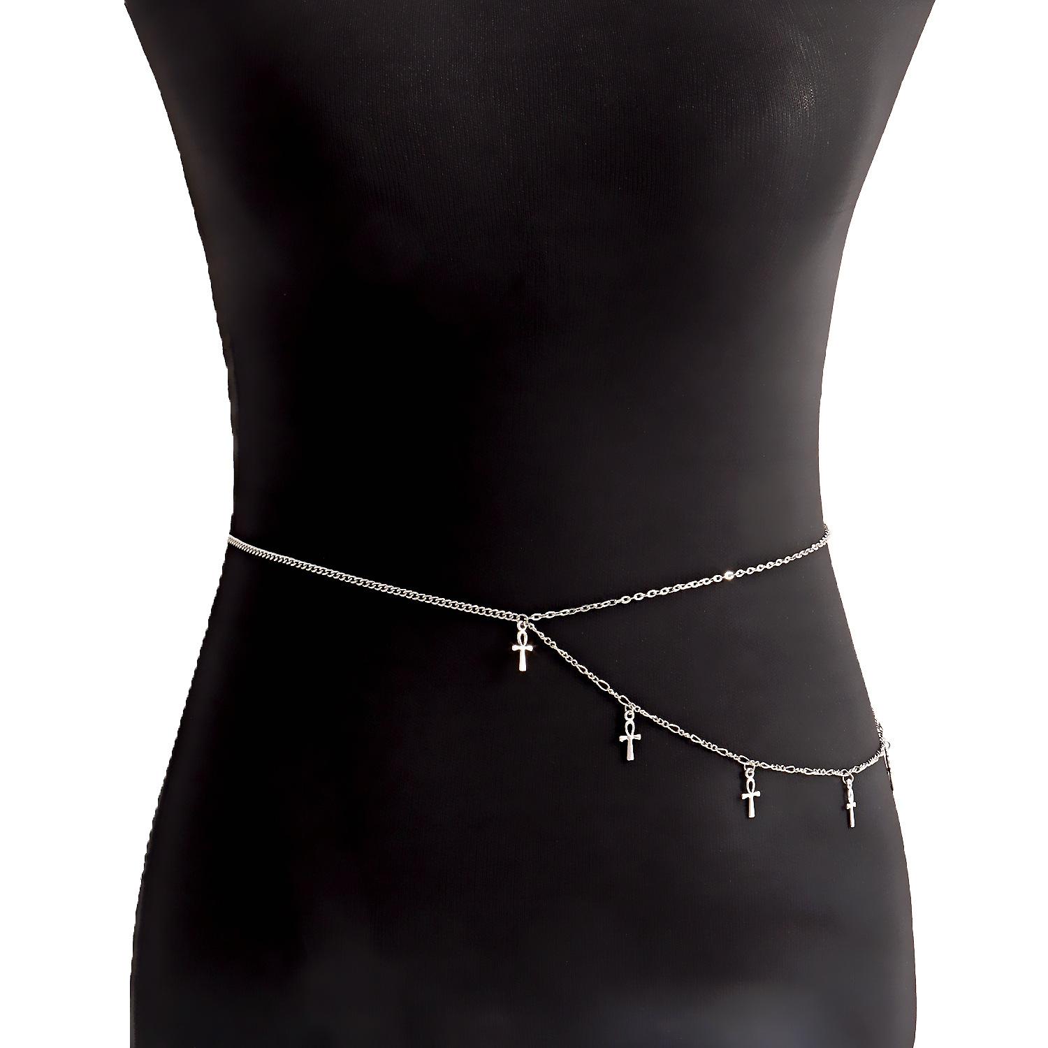 

Punk Adjustable Mini Geometric Cross Pendant Waist Chain ins Wind Spice Girl Decoration