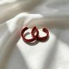 Vintage Red Glaze C-Shape Design Stud Earrings for Women, Gentle Atmosphere Versatile Daily Temperament Ear Hoop, Unique Ear Accessory