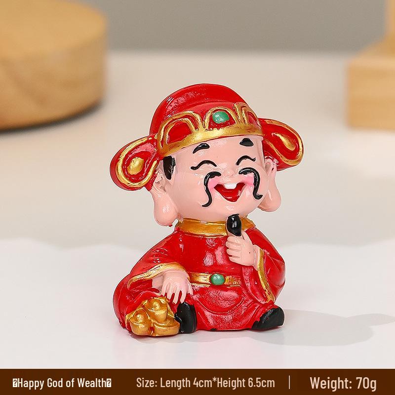 Resin Car Decoration: God of Wealth Ornament for Home & Cake