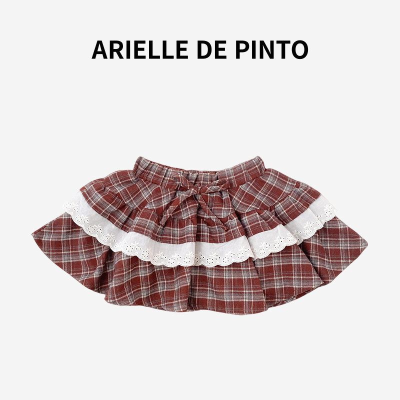French Brand Arielle De Pinto Launches New Autumn Skirts for Girls, Wearing a Sweet Plaid Princess Skirt in a Preppy Style Paid Skirt 140