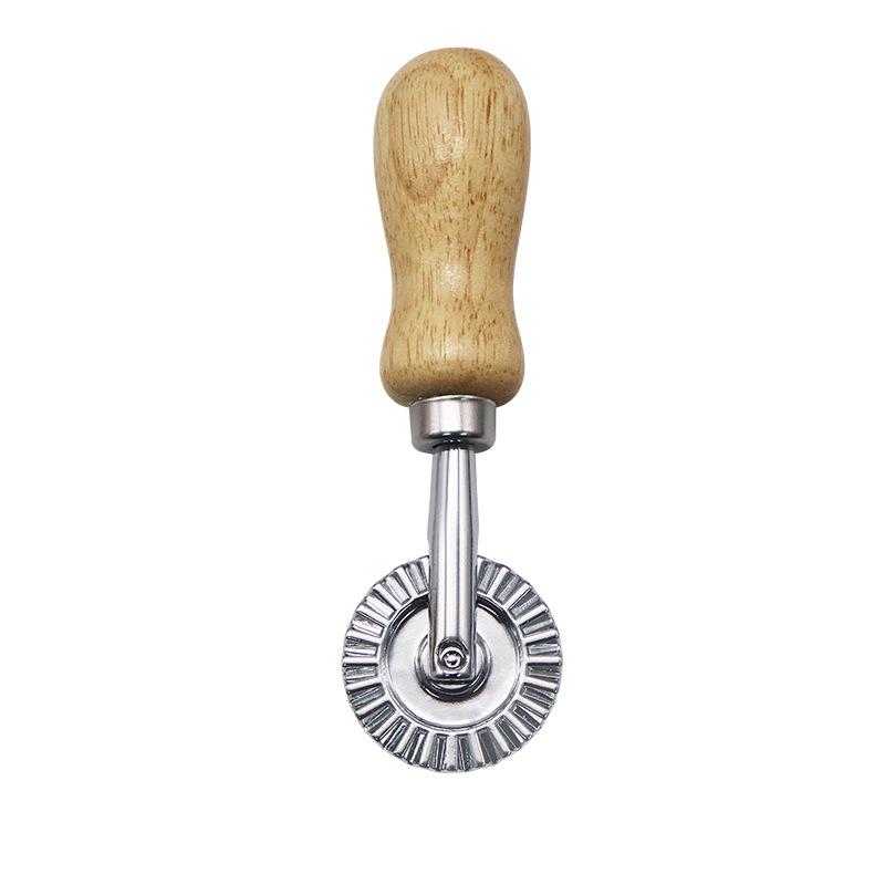 Zinc Alloy Biscuit and Dumpling Edge Embossing Cutter with Wooden Handle