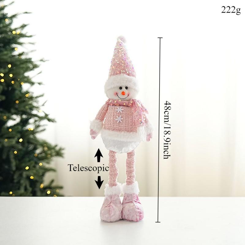 Stretchable Christmas Ornament Doll Santa Snowman Reindeer Pink Glitter Decor Home Tree Hanging