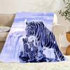 1pc Cozy White Tiger Print Blanket - Soft & Warm Flannel, 100% Polyester, Machine Washable, Perfect for Naps, Camping, Travel, O