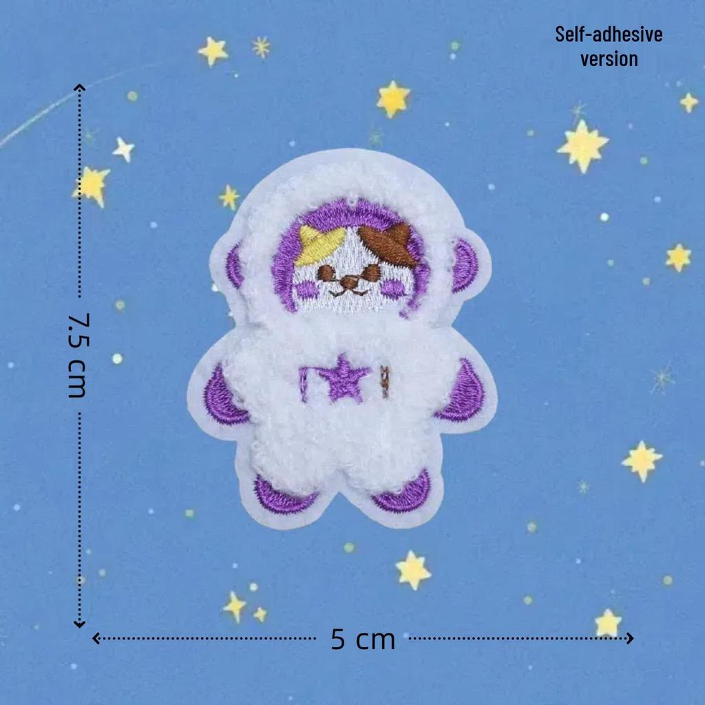Adhesive Cartoon Bear Head Embroidery Patch - No-Sew, DIY Decorative Sticker for Clothing