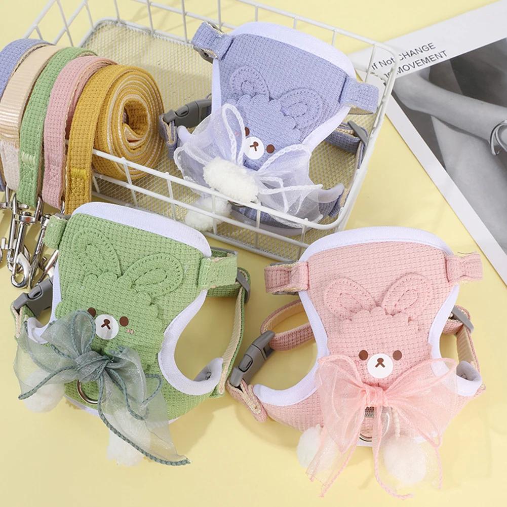 Cute Bow Pet Harness Undershirt Style Pet Leash Adjustable Leash Pets Harness for Small Dog Cat Supplies For Outdoor