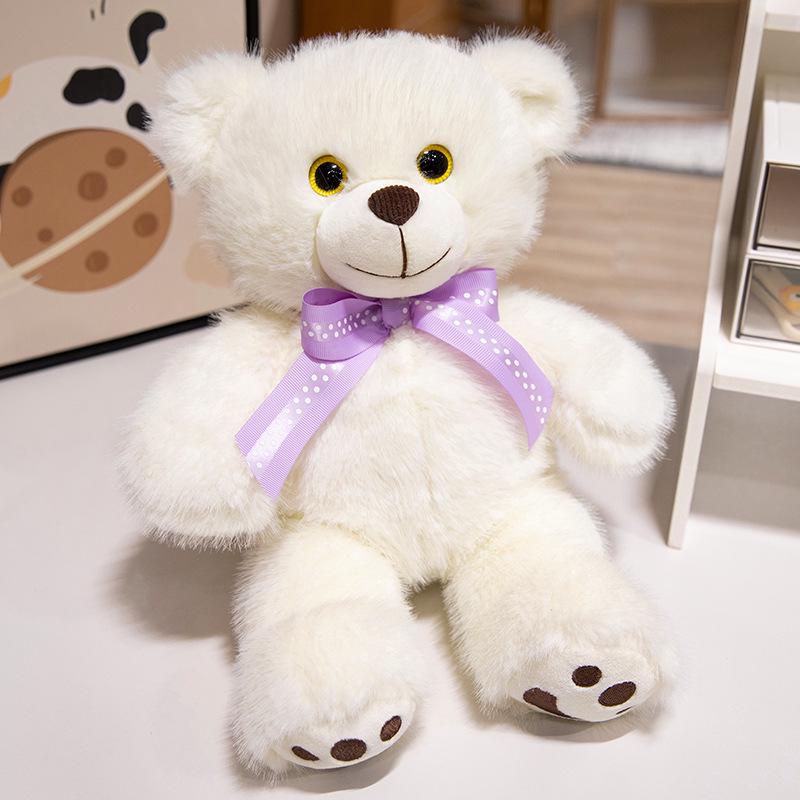 Small Tricolor Ribbon Teddy Bear Plush Doll - 7 or 8 Inch Gift