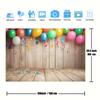 Colorful carnival balloons and tassels are decorated on the rustic wooden boards - polyester fiber photo background cloth