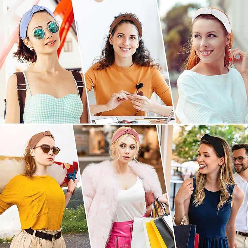 Nové čelenky pro ženy dívky uzlovaná čelenka do vlasů jednobarevná čelenka jednoduchá obruč do vlasů retro make-up pokrývka hlavy vlasové doplňky
