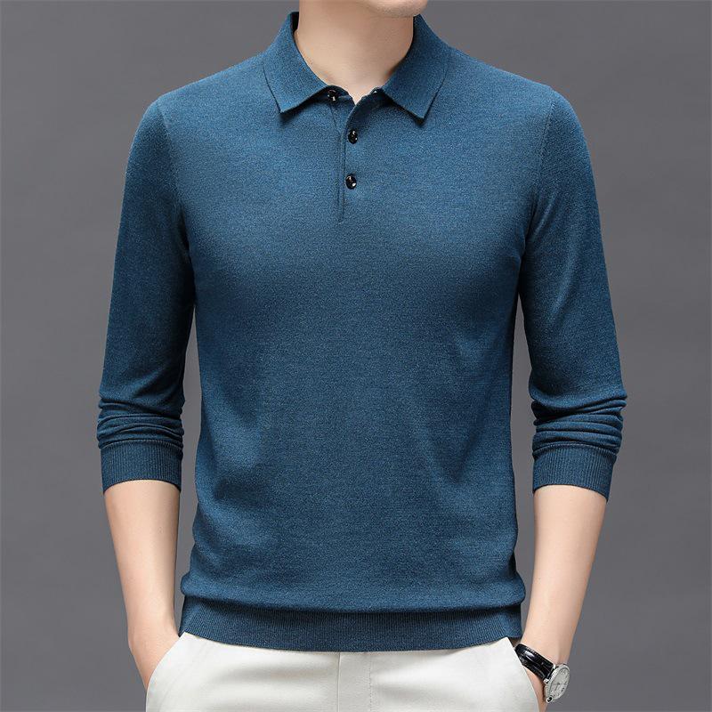 Men's Thickened Silk Wool Knit Pullover Sweater - Round Neck, Plain Color, Autumn/Winter Casual Lapel Cardigan.