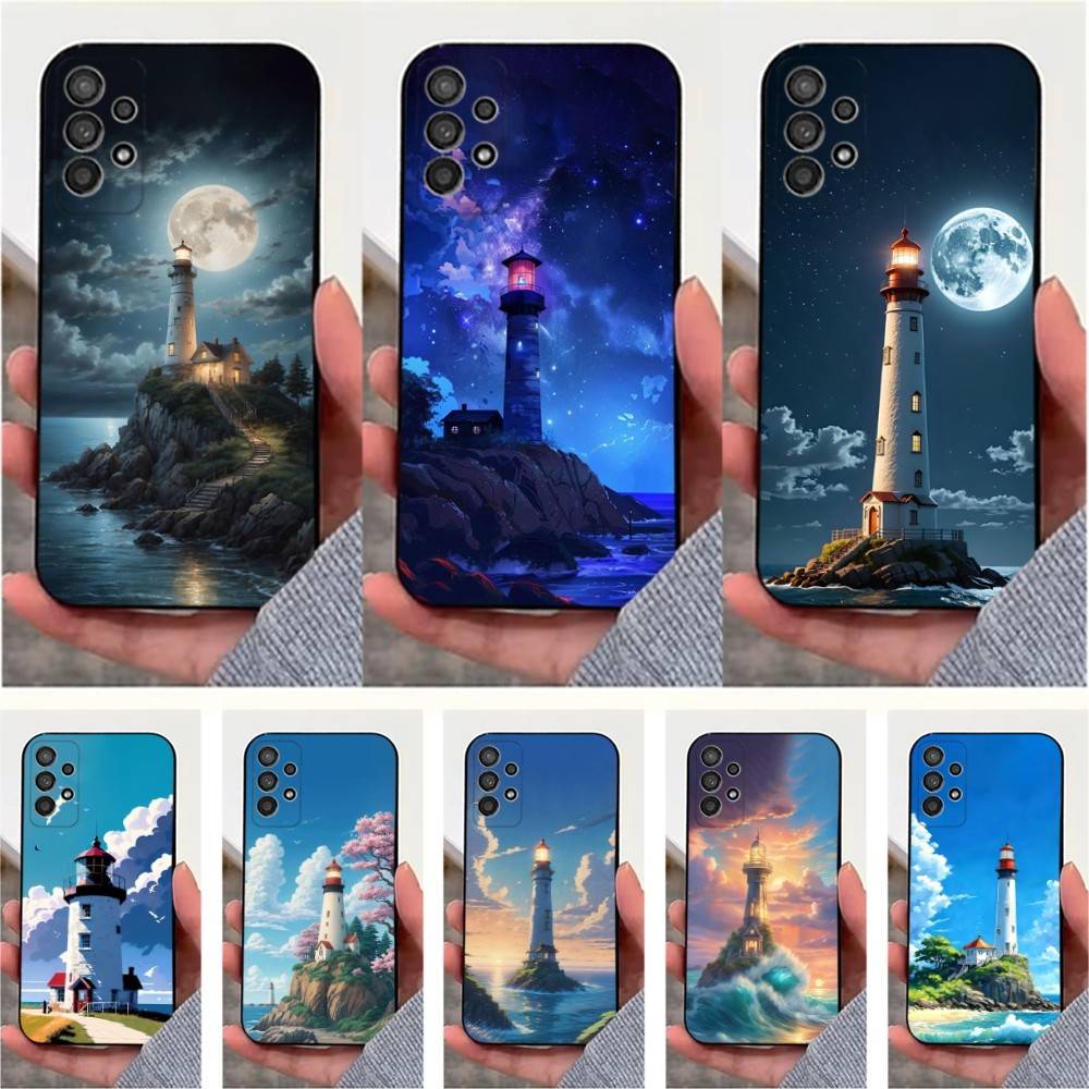 Anime Lighthouse Phone Case For Samsung S25,S24,S23,S22,S20,S21,S10,Ultra,Plus,Lite,FE,Soft Silicone Black Cover