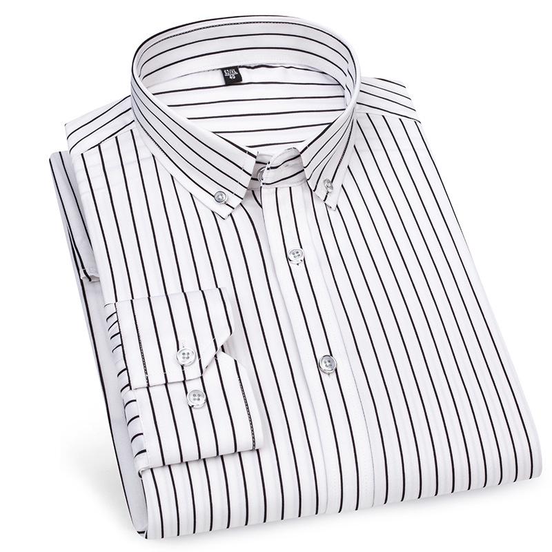 Men's Short Sleeve Non-Iron Striped Ice Silk Casual Korean Style Shirt