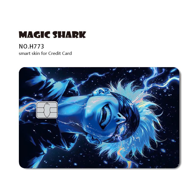 1 stuks Voorzijde J-Jujutsu K-Kaisen Anime Laser Holografisch Itadori Yuji Megumi Gojo Credit Debit Bankkaart Sticker Folie Skin (as the picture,No Chip)