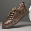 Men's shoes 2025 summer new youth leather waterproof little white board shoes British style Korean version platform casual shoes tide