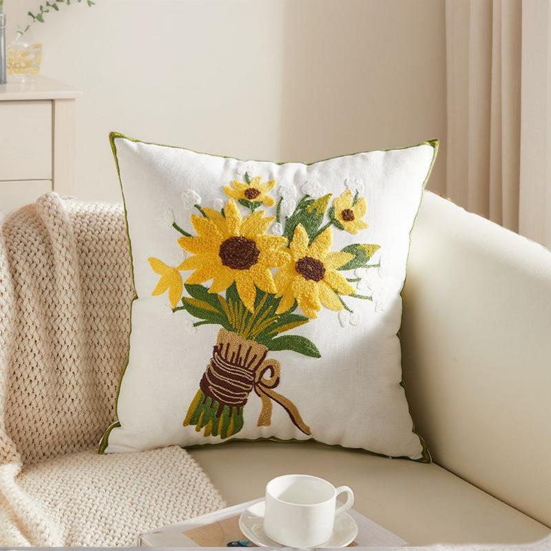 1PC Plant Flower Pattern Polyester Cushion Cover, Pillow Cover, Room Decor, Bedroom Decor, Sofa Decor, Collectible Buildings Accessories