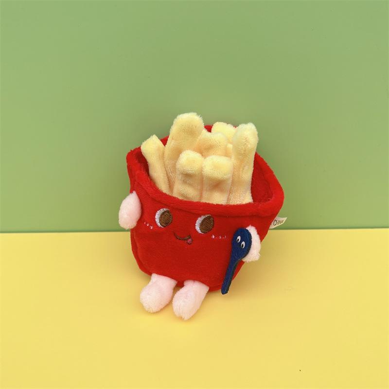 Cute Burger Fries Dog Chicken Plush Doll Pendant Bag Keychain Claw Machine Toy Ornament
