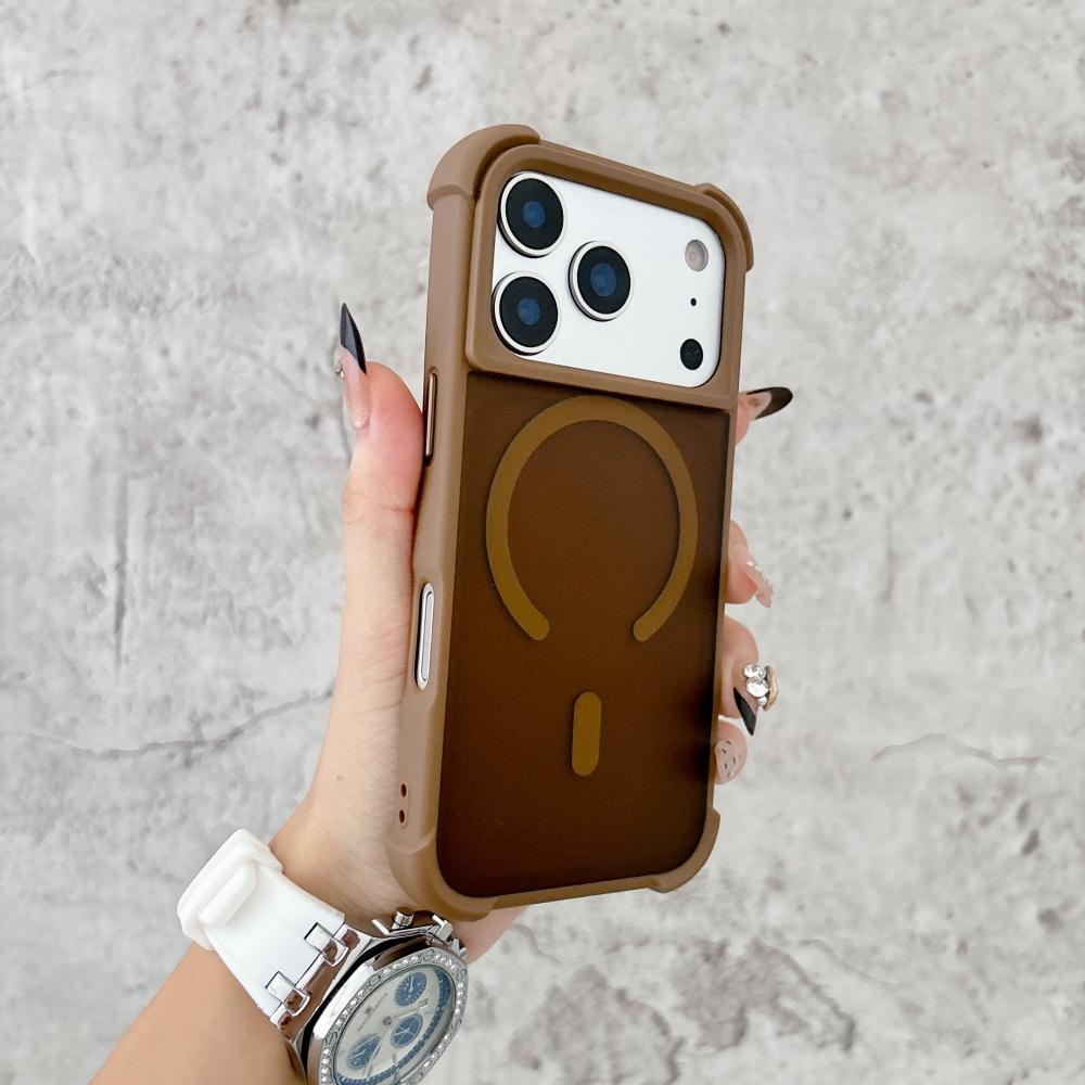 

Luxury For Magsafe Matte Airbag Bumper Case for iPhone 17 Pro Max 15 16 Air 14 Plus 13 12 11 Magnetic Wireless Charging Cover iPhone 15 Plus