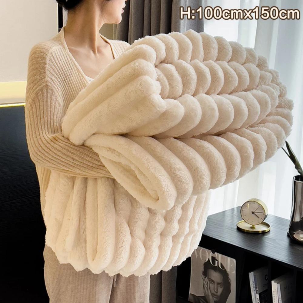 Soft and Warm Faux Rabbit Fur Throw Blanket