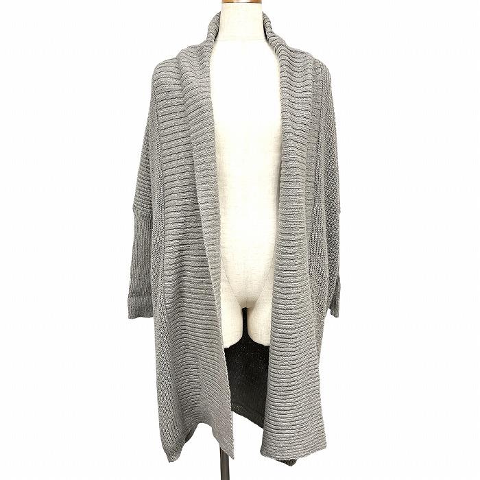 [Used] [Impression AB] AZUL by moussy knit gown gown coat plain long sleeve with pocket cotton x poly L heather gray ladies