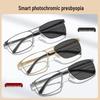 Men's Photochromic Metal Frame HD Anti-Blue Light Business Reading Glasses