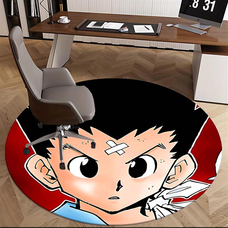 1pz Tappeto Rotondo con Design Cartone Animato Anime, Tappetino per Sedia da Ufficio, Tappeto Antiscivolo per Decorazione Casa