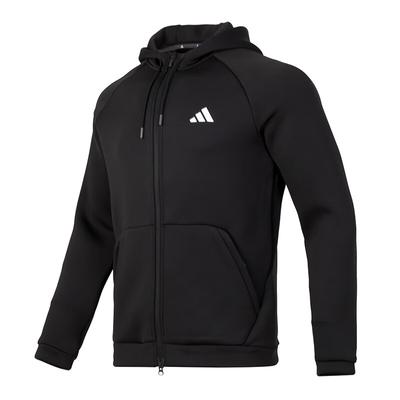 adidas Einfarbiges Letter Logo Aufdruck Kapuzenjacke Langarm Jacke Herren Jacke Schwarz IX5706