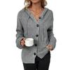 Women Knit Hooded Sweater Coat Single Breasted Thick Cardigan Solid Casual Splice Jumpers Full Sleeve Cardigans