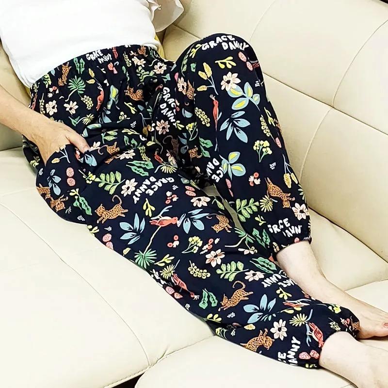 

WTEMPO женские летние тонкие крутые укороченные брюки с принтом женские повседневные брюки со средней талией большого размера XXL разноцветный