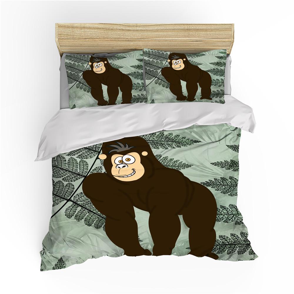 Schimpansen-Bettbezug, Kingsize-/Queensize-Bettwäscheset mit Wildtiermotiven für Kinder, Jungen und Teenager, Affenmonster-Bettbezug, braun