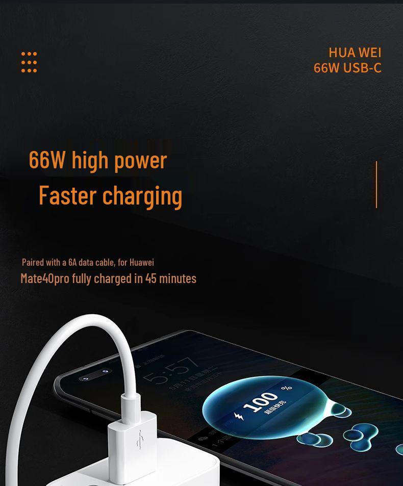 Compatible 66W Super Fast Charger for Huawei P40/Mate30Pro, Honor 6A Flash Charge Set