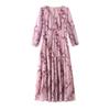 Plus Size Women's New V Neck Floral A Word Waist Slimming Mid Length Dress