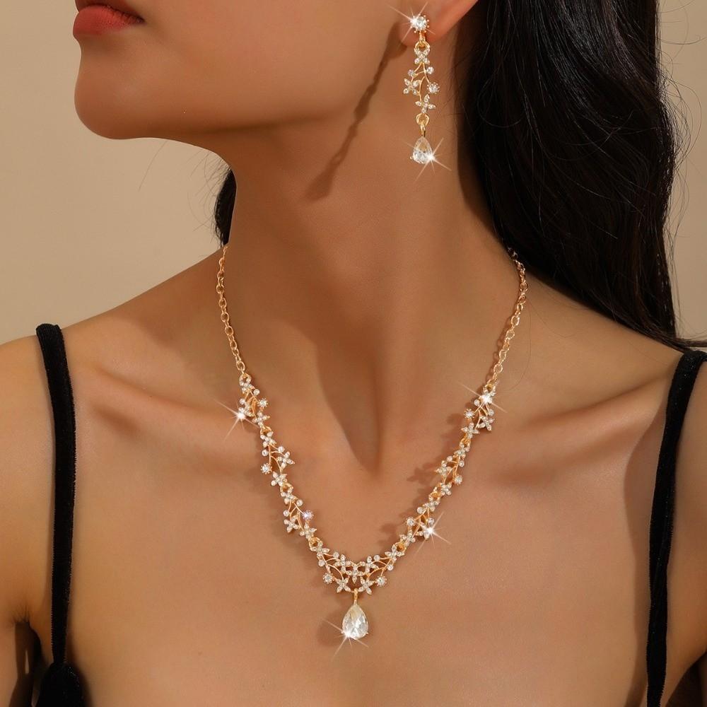Elegant Rhinestone Jewelry Set Sparkling Crystal Bridal Necklace Wedding Jewelry  Bridesmaid
