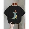 Boys Dinosaur Print Crewneck Loose Fit Summer Casual Short Sleeve T-Shirt