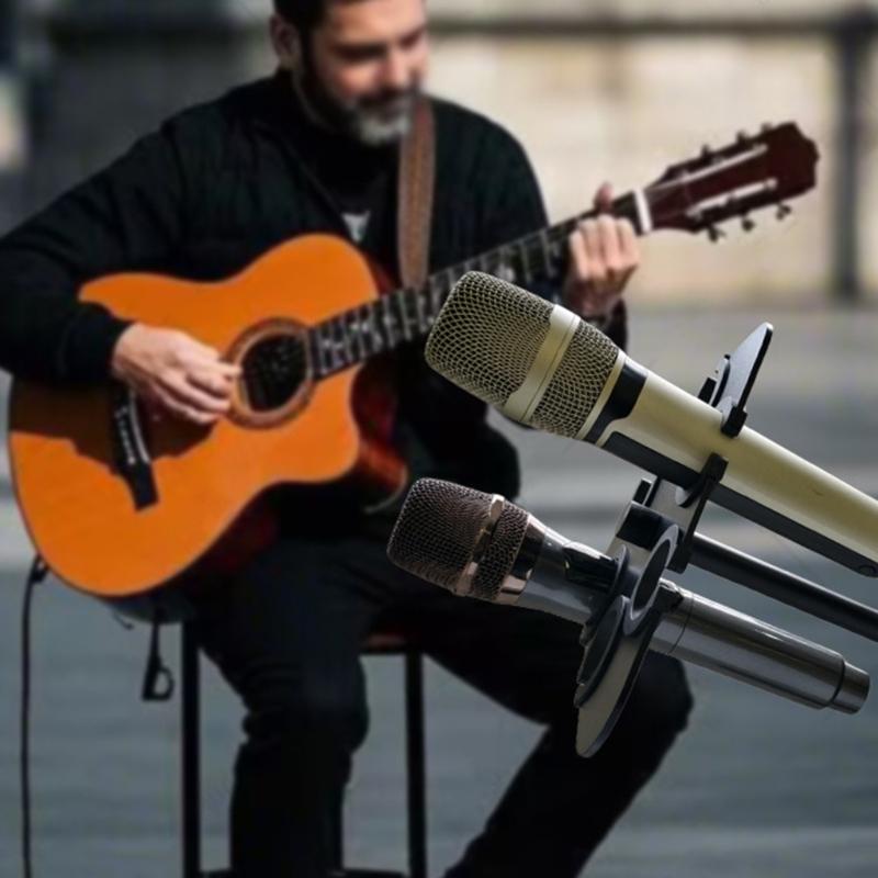 Durability On-Stage Multi Mic Holder Microphone Tray with AntiSlip Plastic Pad for Up To 8Mics Secure &Neat Storage