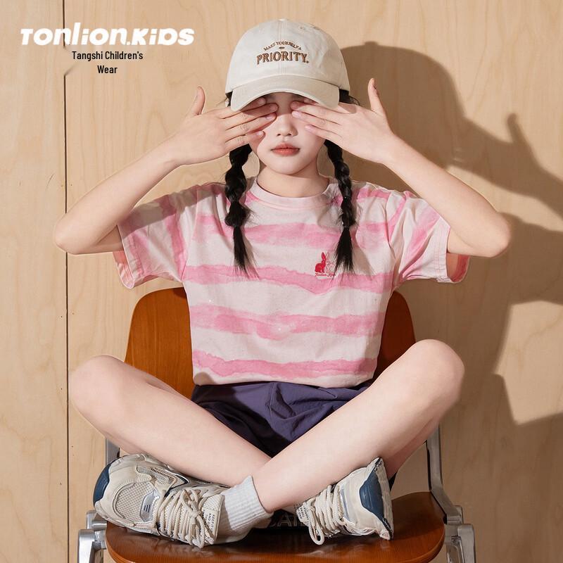 Tangshi Girls Cotton Short Sleeve T-shirt 160