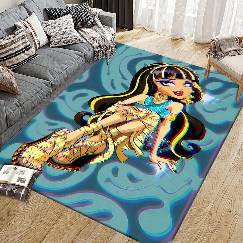 Cleo De Nile Flannel Printed Carpet, Home Sofa Decoration for Living Room & Bedroom, Non‑Slip Play Flannel Floor Mat for Game Room