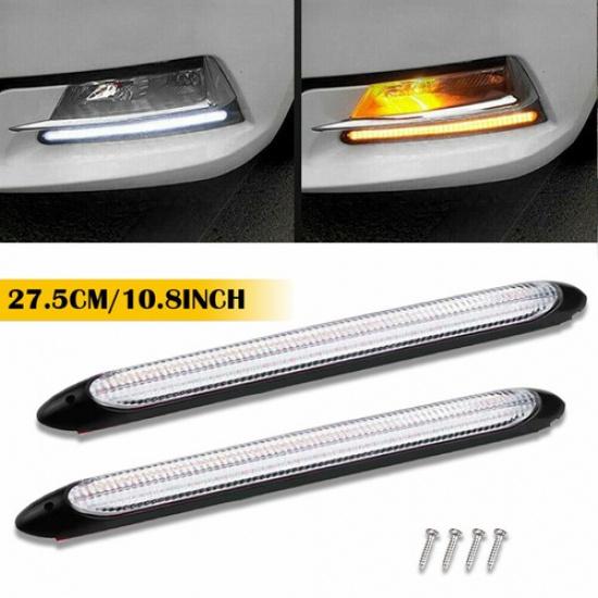 2x 10  DRL Headlight LED Strip Light Daytime Running Sequential Turn Signal Lamp